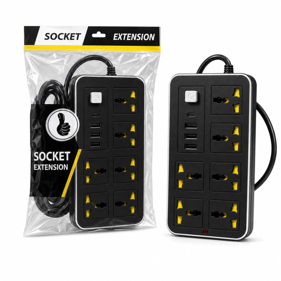 WM-4WAYW 6-Way Extension Socket with USB & Type-C - Image 1