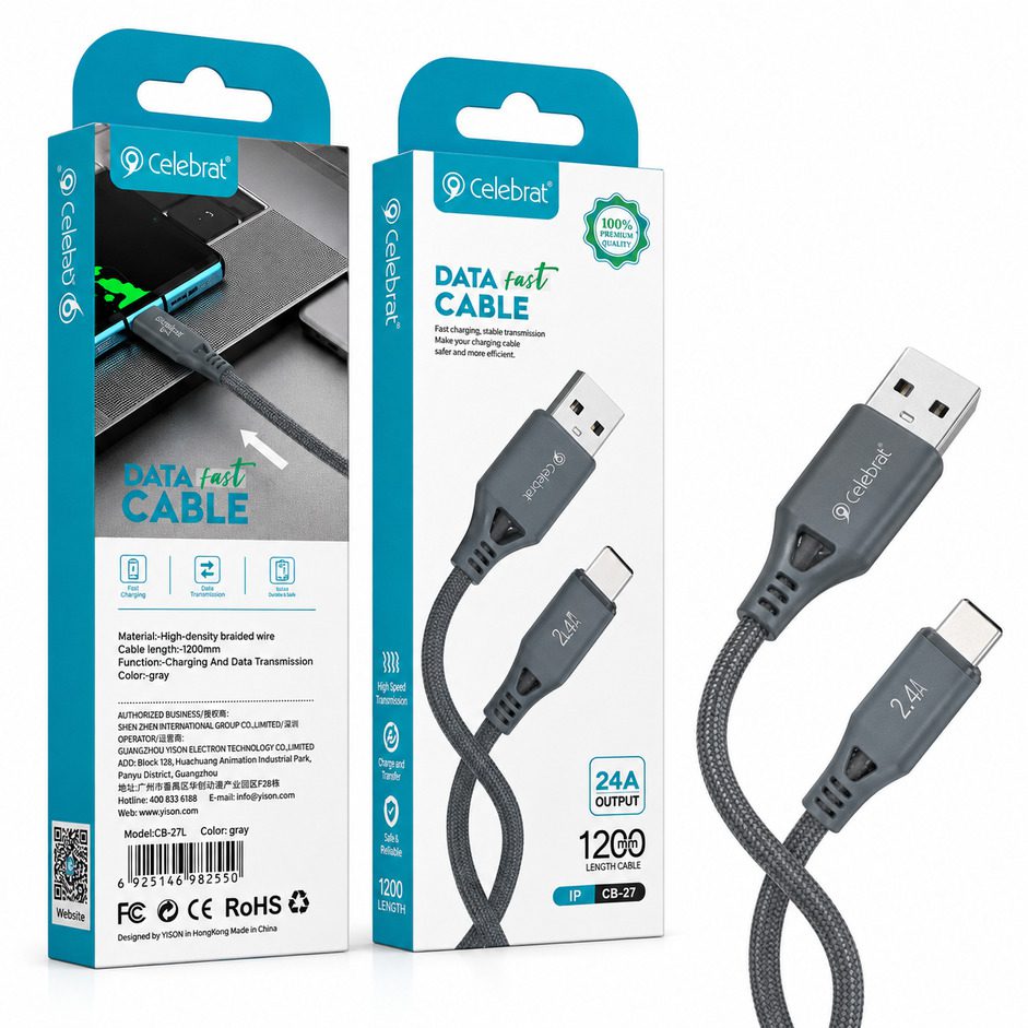 WM-CB27AL Celebrat USB-A to Lightning Fast Charging Cable - Image 1