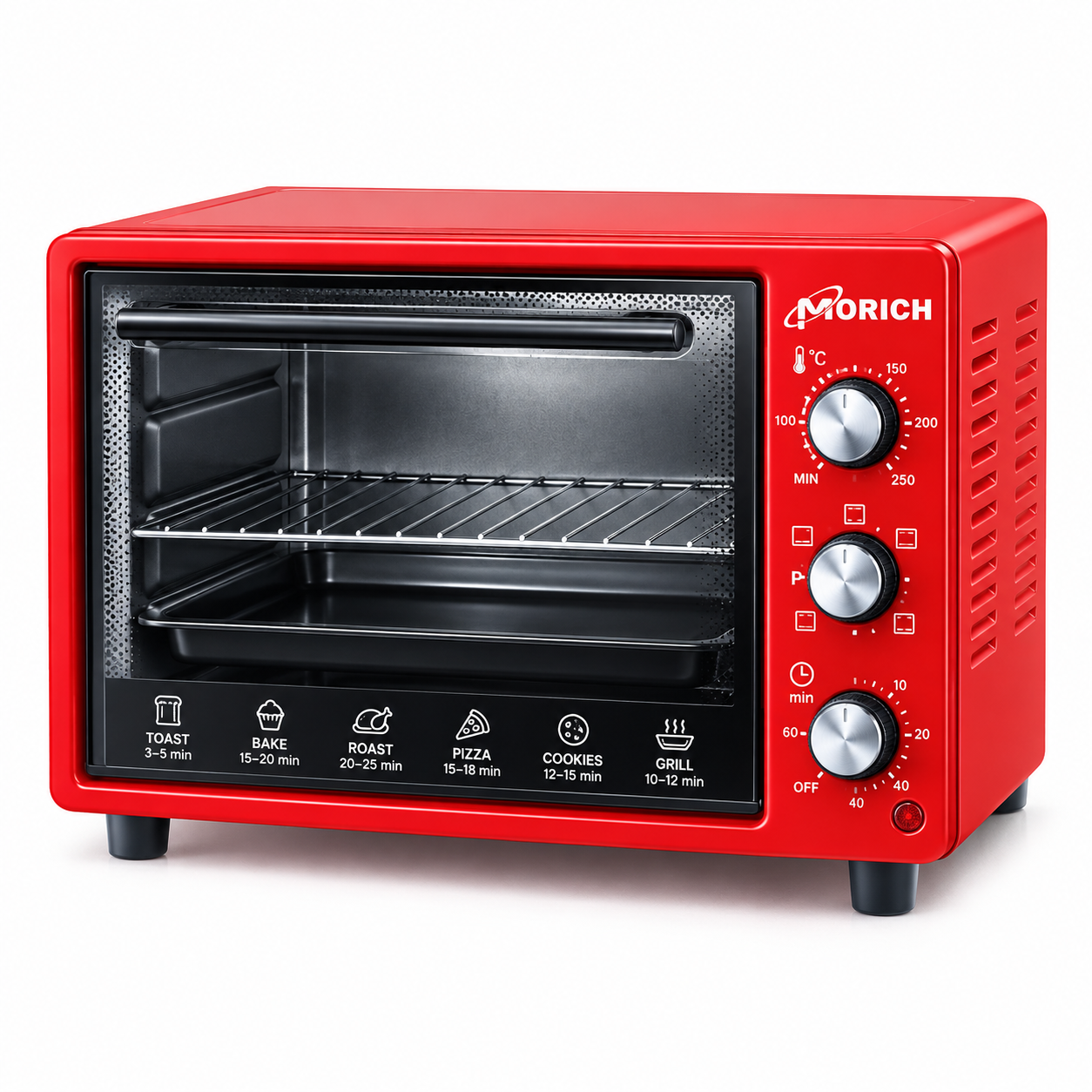 MOR-OV46-RED Morich Electric Oven 46L Red - Image 1